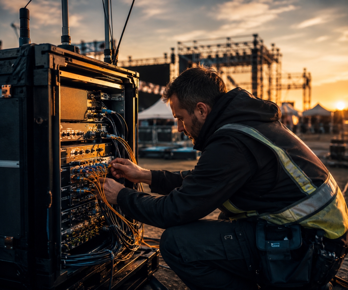 IP ArchiTechs engineer deploying event network infrastructure