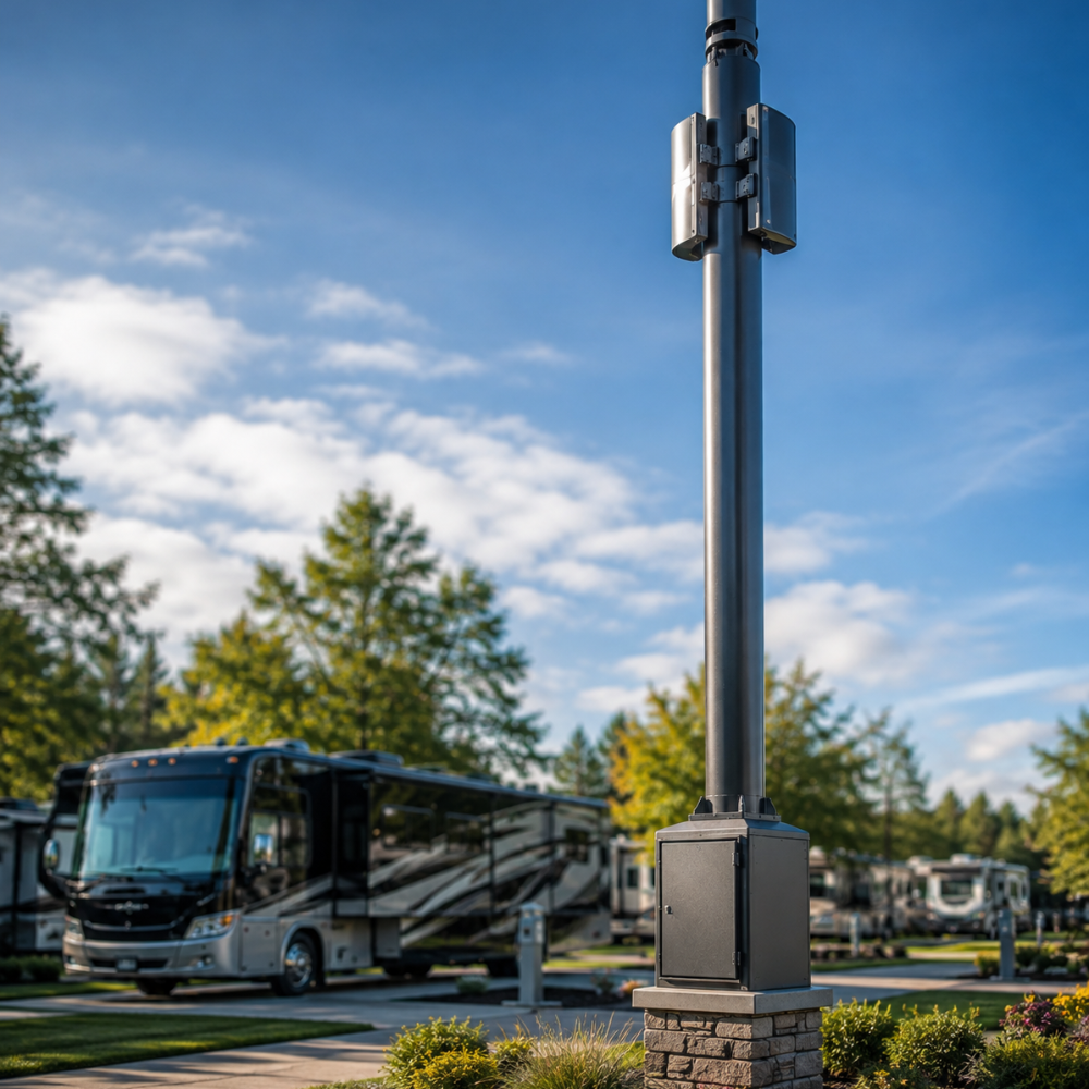 IP ArchiTechs integrated WiFi pole at an RV park