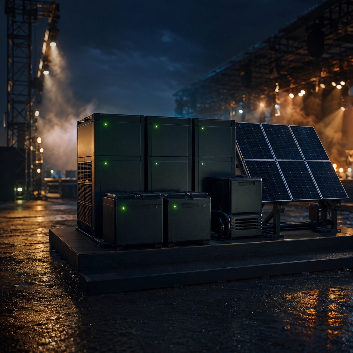 Off-grid 48V battery micro-grid power system for events